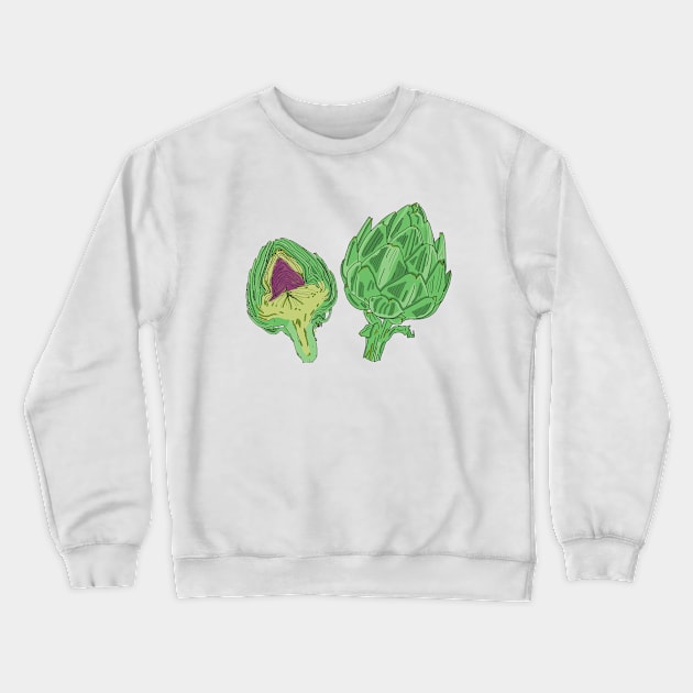 artichokes digital painting Crewneck Sweatshirt by Katherine Montalto